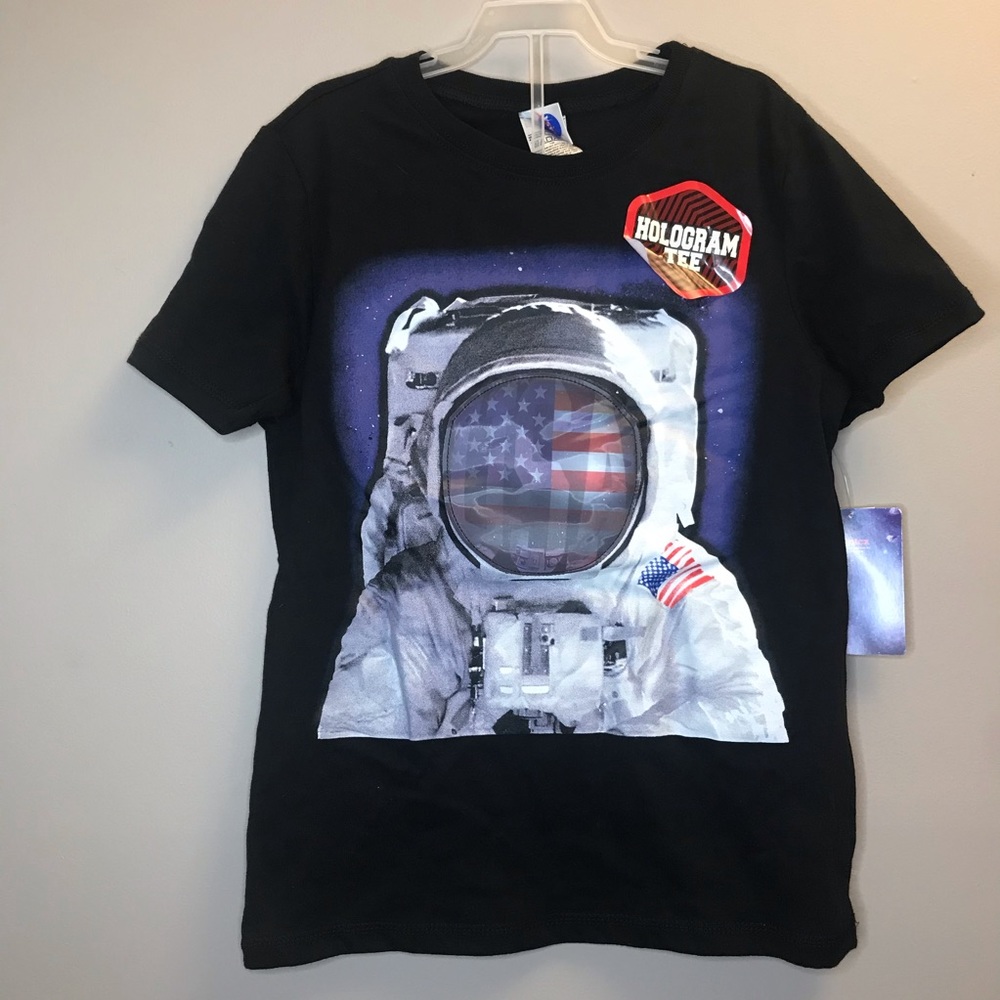 NASA Boys Black Short Sleeve Hologram Tees size M